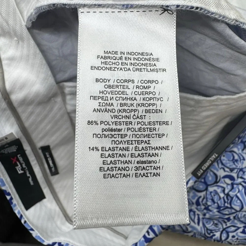 NEW RLX Ralph Lauren Classic Fit Water Repellent Fish Blue Golf Shorts Sz 34